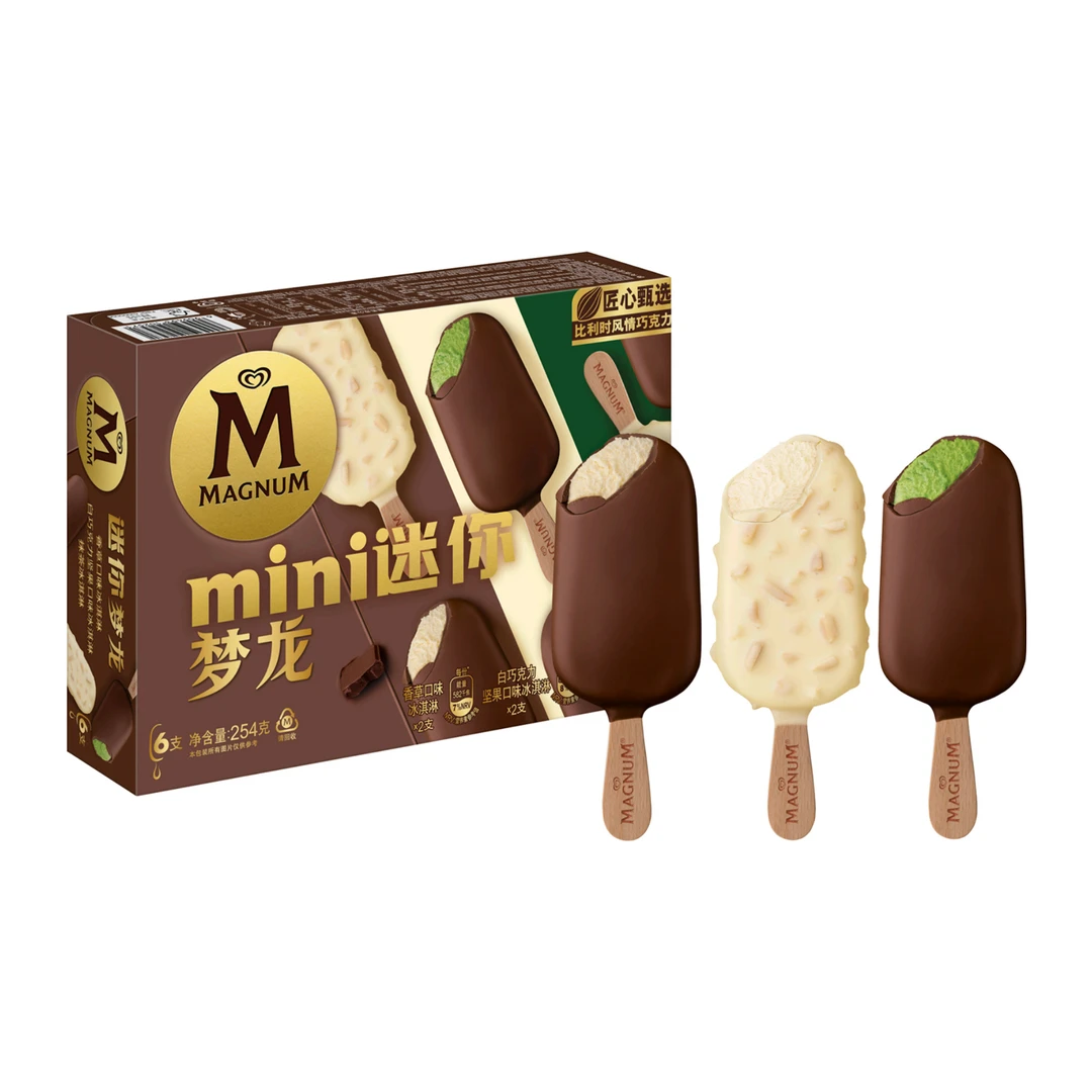 迷你梦龙 香草口味冰淇淋+白巧克力坚果口味+抹茶口味冰淇淋 254g