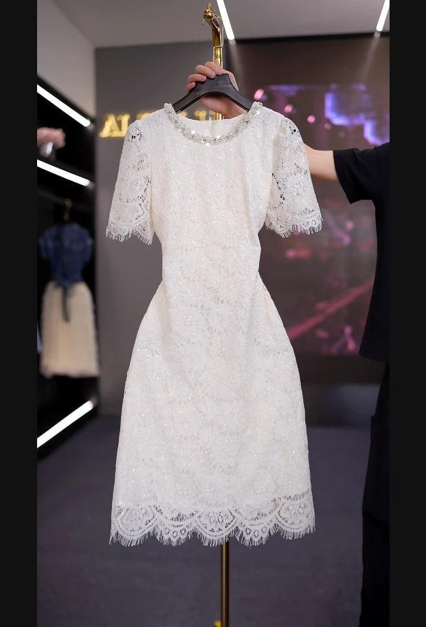 【梦露专属】蕾丝气质公主白色轻奢夏季法式优雅W2521439