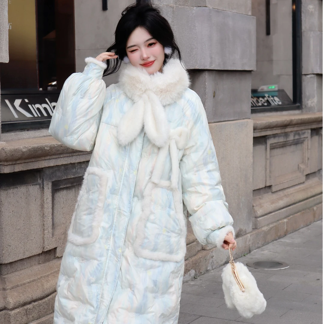 Blovelan【现货】奶油芝士 防风保暖90白鸭绒碎冰蓝轻盈保暖羽绒服