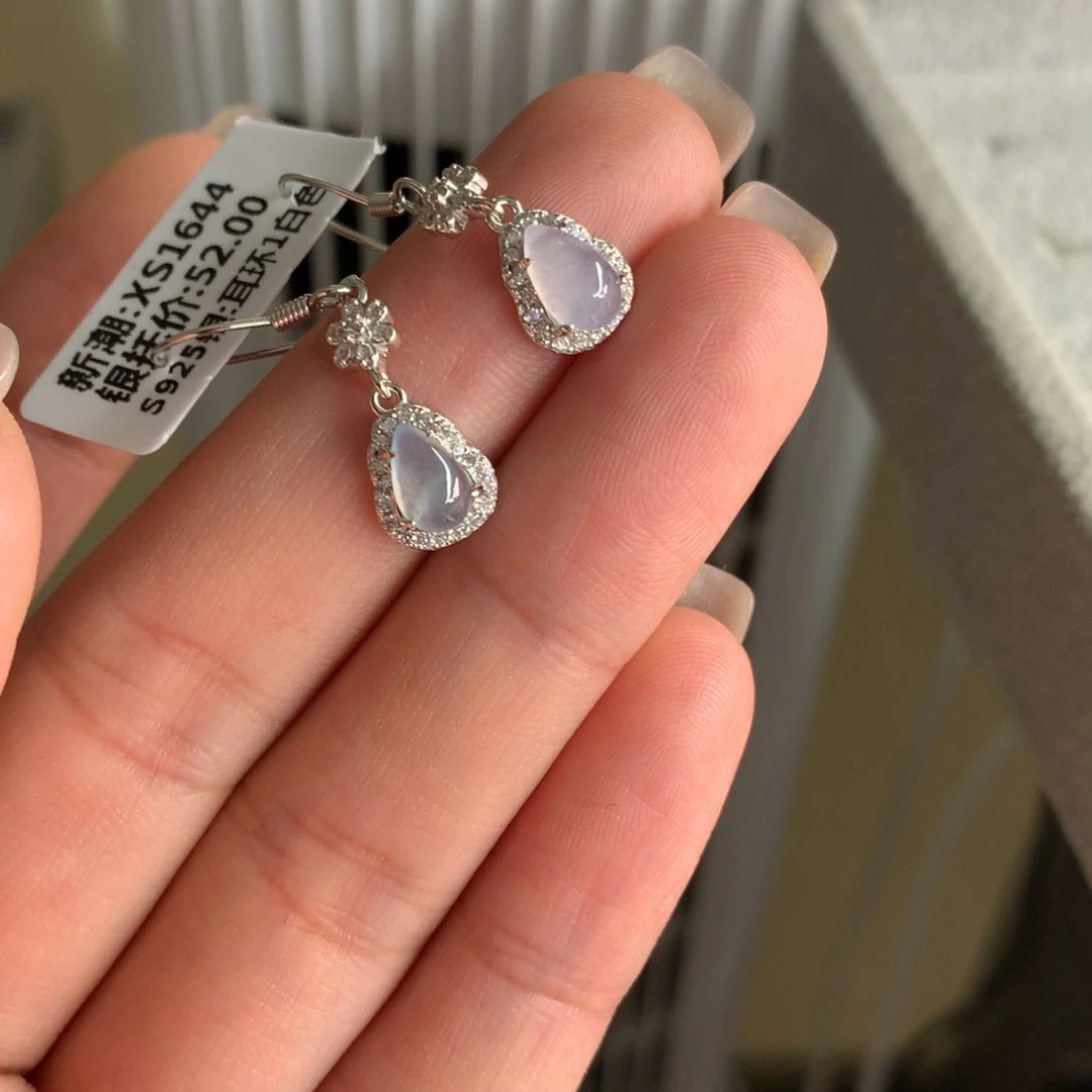 翡翠银S925镶嵌吊坠(不含链)耳钉