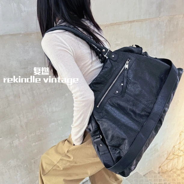 95新 Balenciaga/巴黎世家 复燃精选/黑色机车旅行包