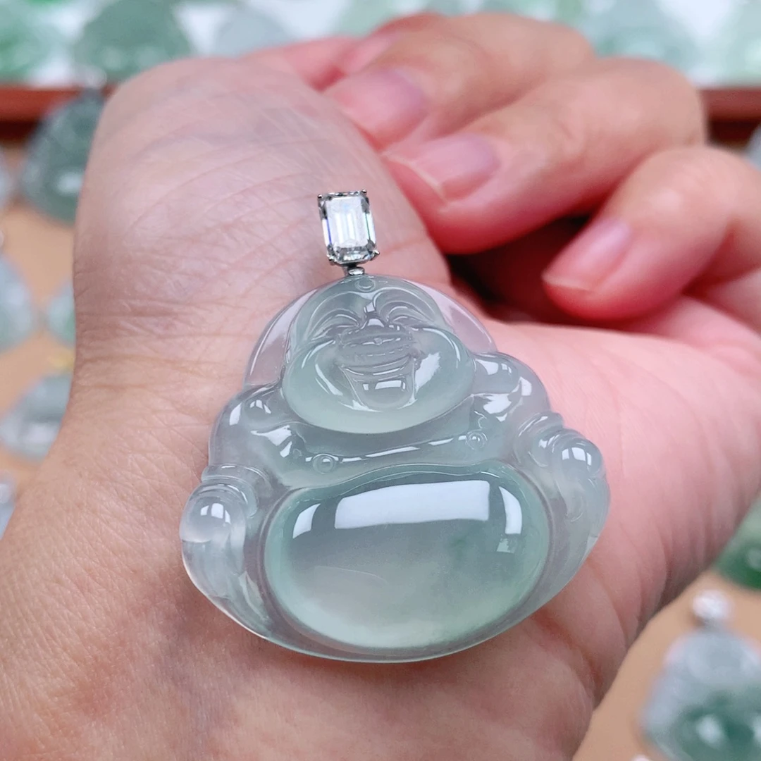 翡翠18K金镶嵌吊坠(不含链)