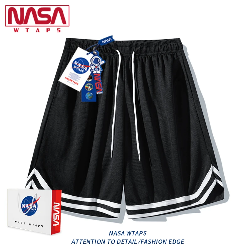 NASA WTAPS冰丝网眼短裤夏季美式宽松运动裤青少年篮球速干五分裤
