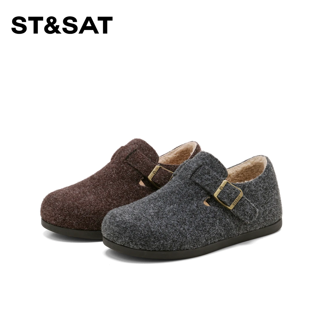 星期六全包加绒勃肯鞋女2026新款春季毛毛女鞋灰色棉鞋外穿雪地靴