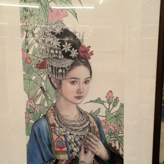 国画人物画作精品带框