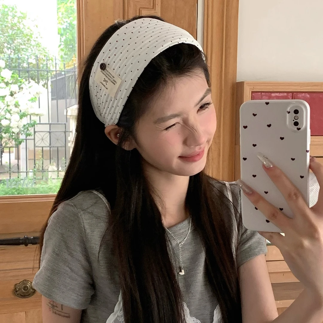 红色波点宽边发箍女2025新款时尚百搭显脸小头箍压发发卡外出发饰