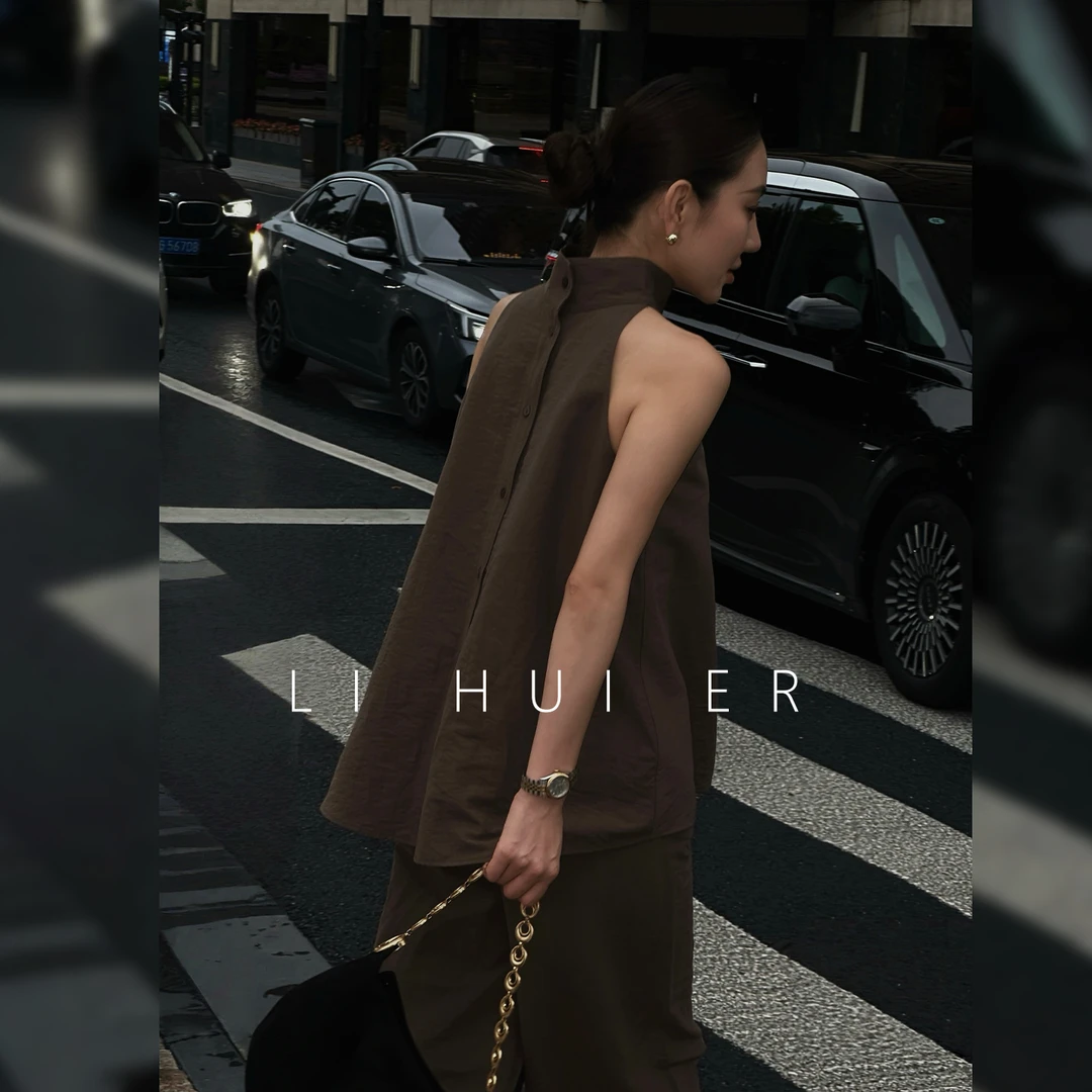 LiHuiEr李慧儿【川寂】气质时尚百搭纯色设计师款吊带背心LL02562