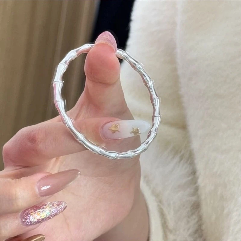 足银手镯 足银12号【竹节闭口】足银999手镯实心闭口节节高升20g