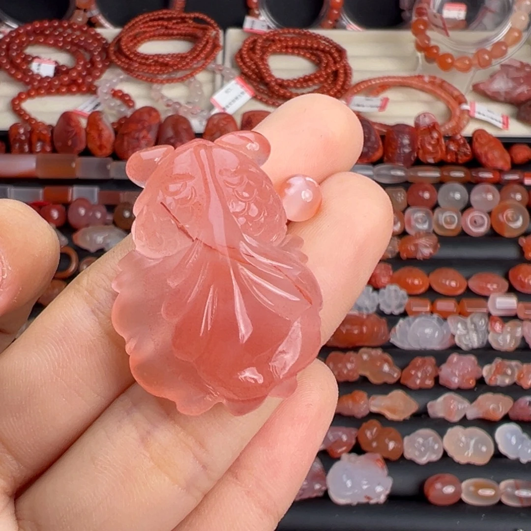 ****肉南红玛瑙未镶嵌颈饰两颗