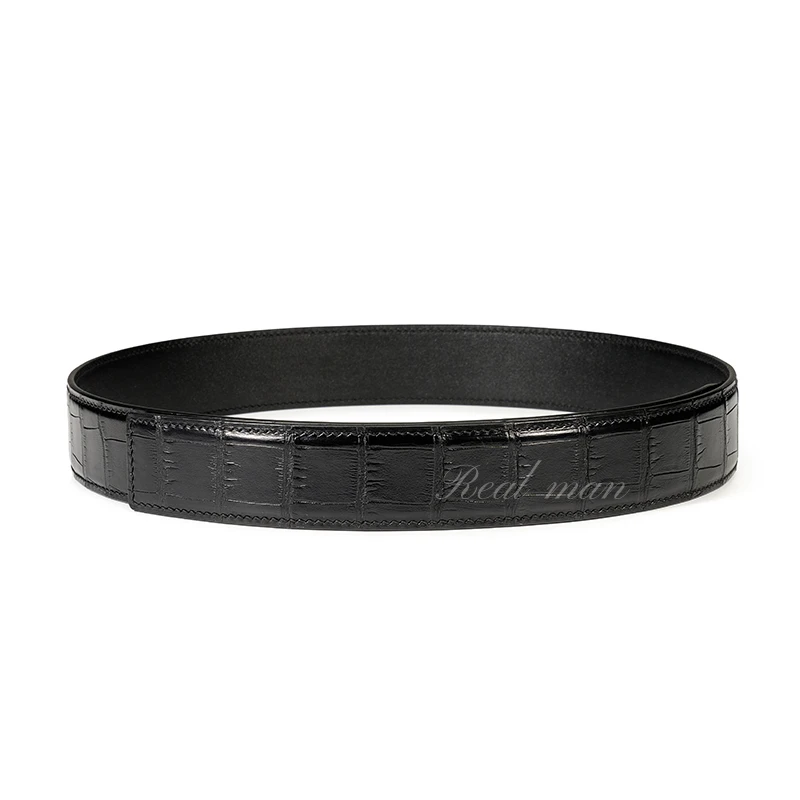 [高定系列]Real man美洲鳄纯水染男士自动扣鳄鱼皮带（不带扣头）