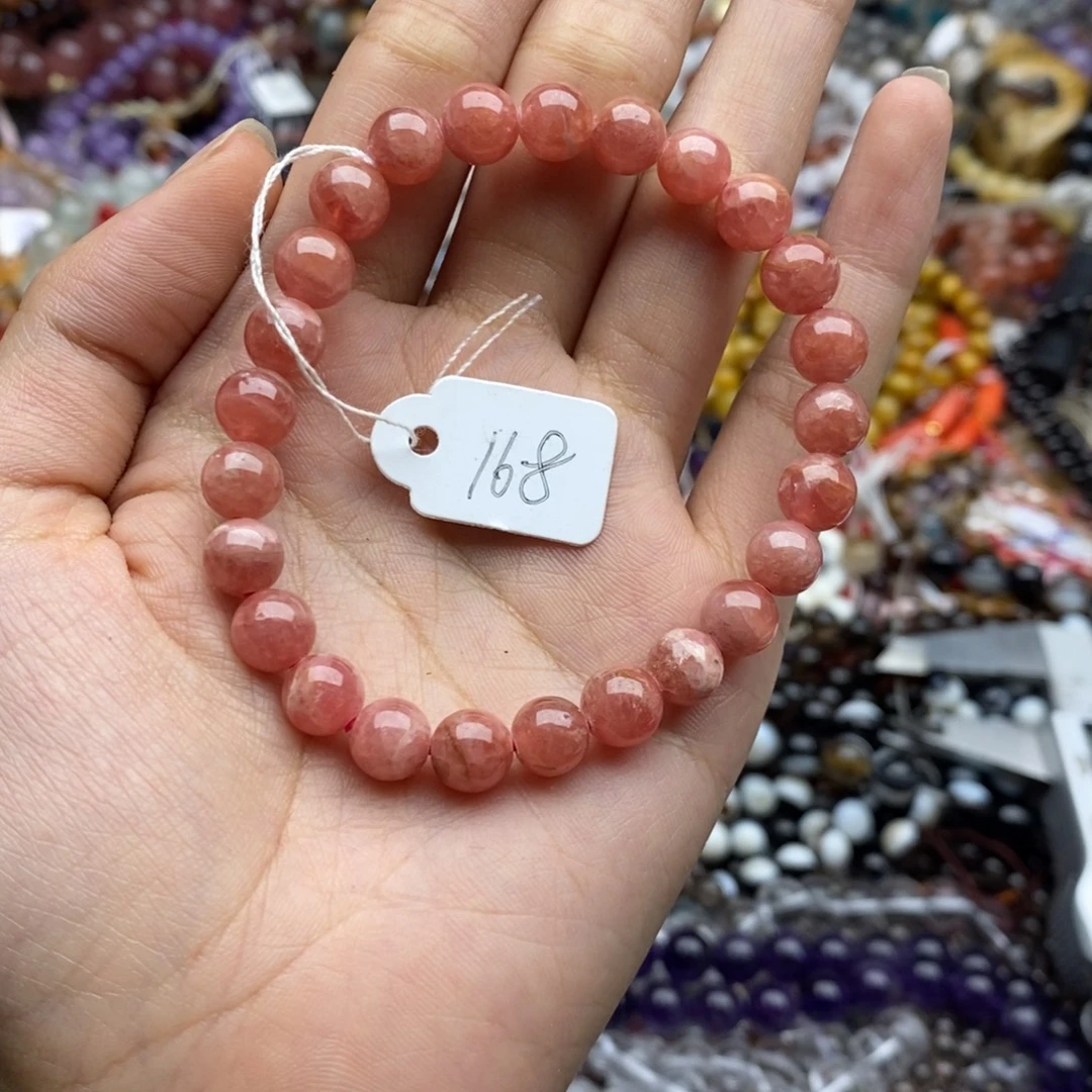 R***旻玛瑙/玉髓未镶嵌珠宝半成品一条纯天然阿根廷红纹石手链