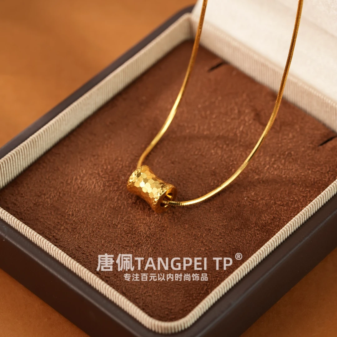 铜合金项链 LC 设计感路路通滚筒项链气质百搭简约时尚饰品