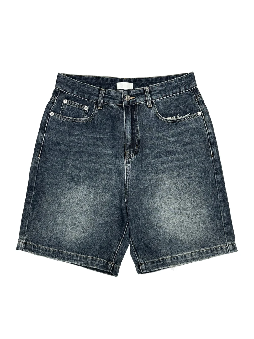 SKYROCKET扶摇夏季美式复古水洗牛仔短裤男潮流百搭宽松休闲短裤