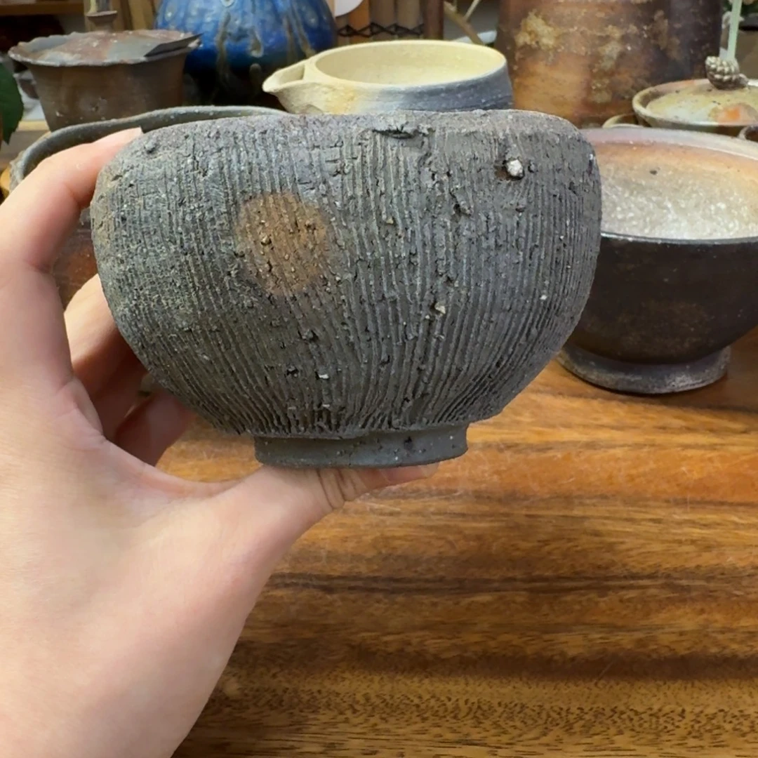 M***l铃木美基备前烧初窑纪念反马抹茶碗福利一口价