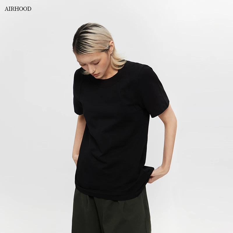 AIRHOOD 金典时尚修身显瘦上衣女百搭纯色辣妹圆领短袖T恤C5122