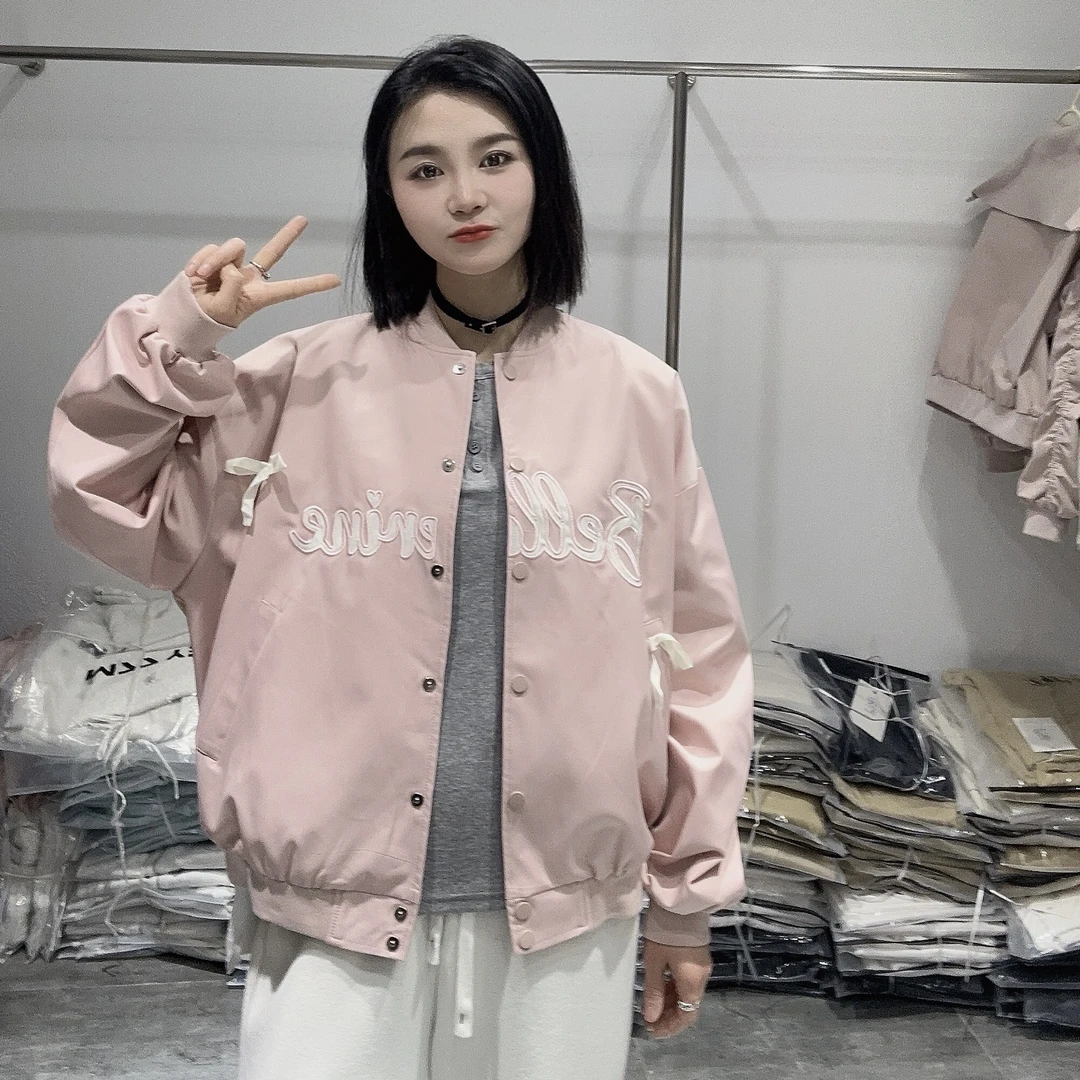 LMM 25007 新款女装字母绣花棒球服外套女短款2025春新款韩