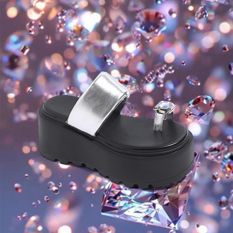 【主播专享】厚底增高9CM凉拖鞋女2025夏季新款水钻露趾凉鞋 721-10