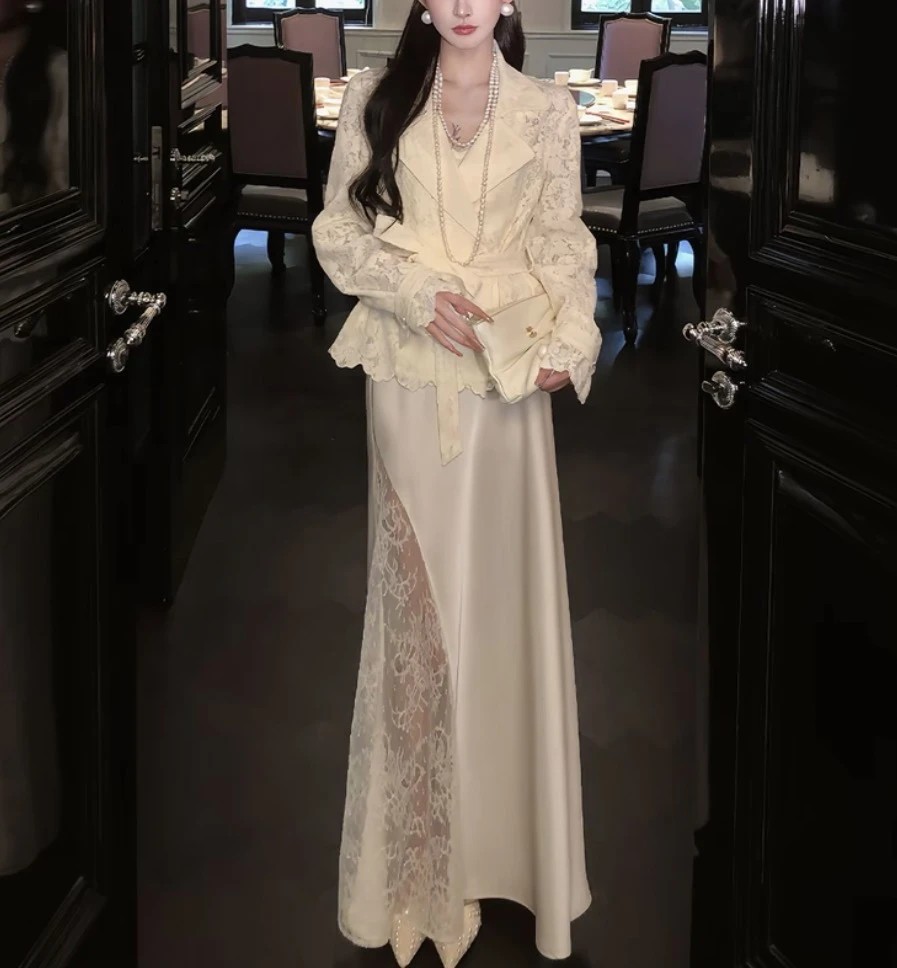 【白日舒曼】气质简约百搭休闲长袖亮闪上衣外套套装XH53062197