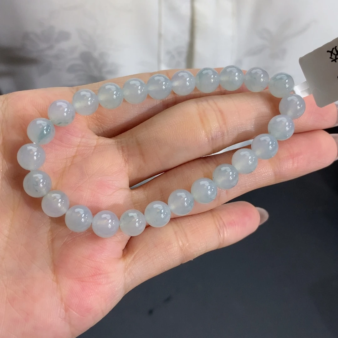 翡翠未镶嵌手串卡7冰胶蓝飘花手串