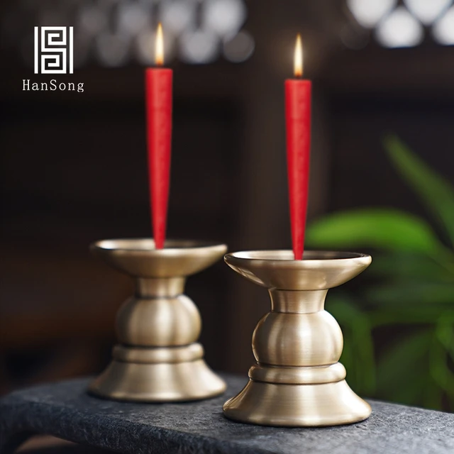 黄铜神针蜡烛台家用供奉礼佛具用品大全寺庙佛前酥油灯座仿古摆件