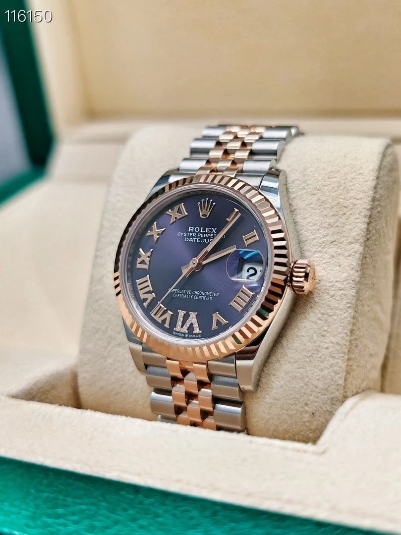 全新未使用 Rolex/劳力士 劳力士31日志间玫瑰金未使用紫盘