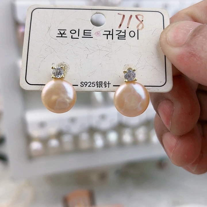 银S925镶嵌耳饰淡水珍珠