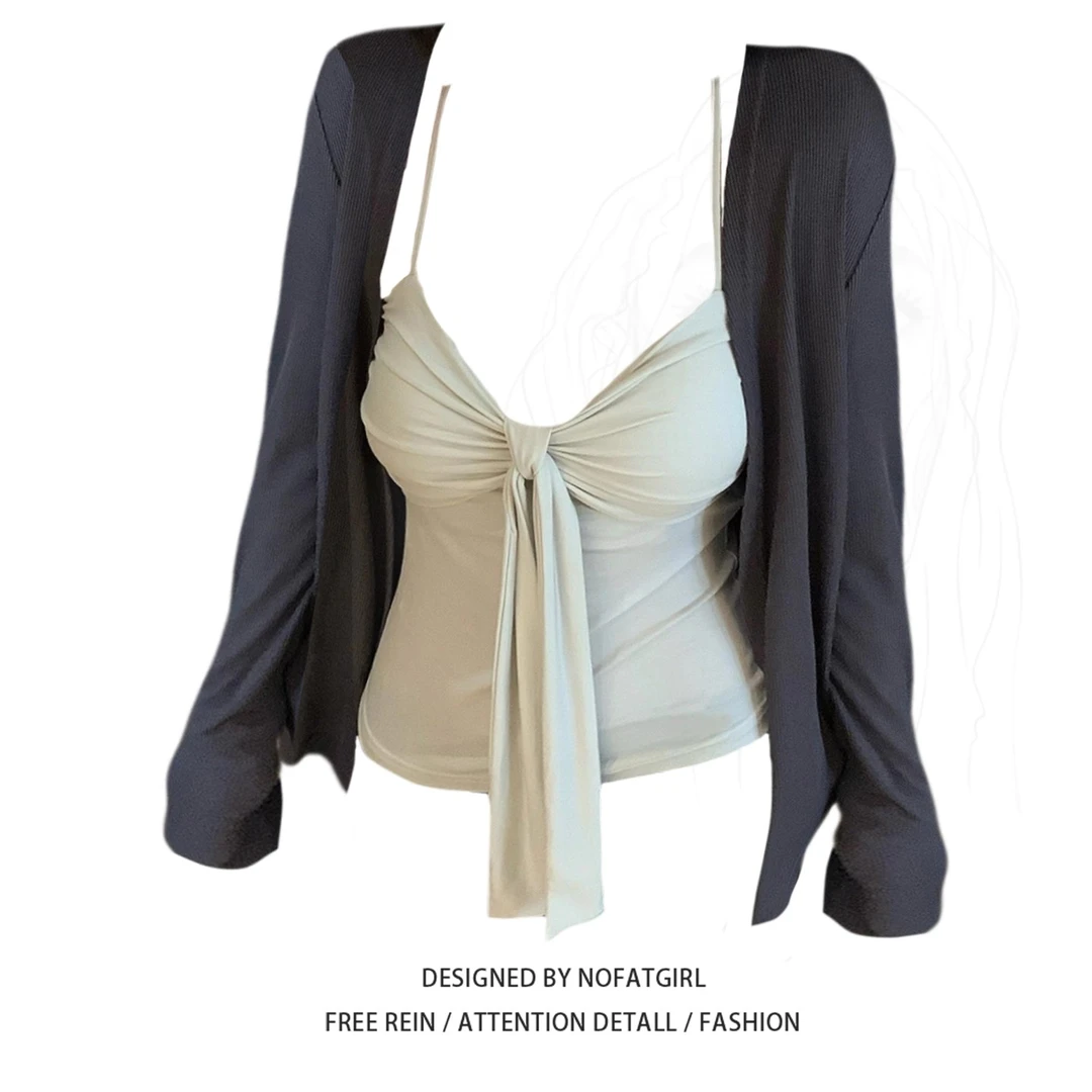 大码胖MM纯欲风辣妹吊带背心女秋2025新款修身显瘦内搭打底衫上衣