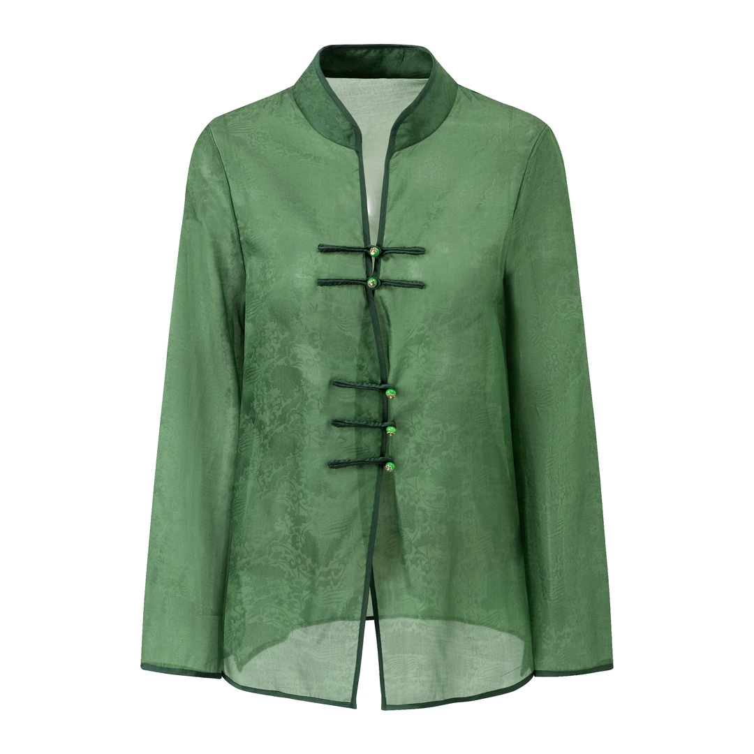 TG高定深圳新中式夏季国风宽松桑蚕丝提花防晒上衣-196