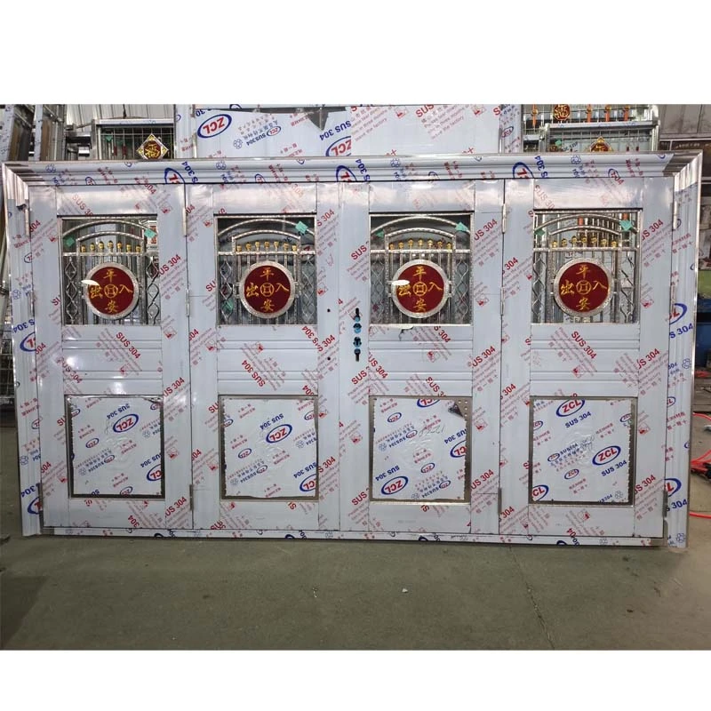 正宗304不锈钢四开大门防盗门车库大门自建房进户门乡村大门定制