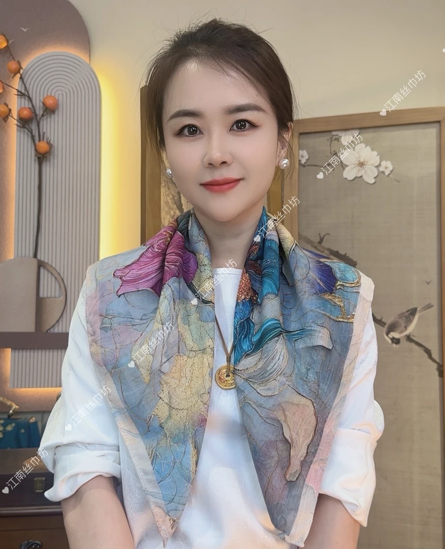 【新粉福利】美院风双面70方巾气质百搭时尚丝巾--花想容