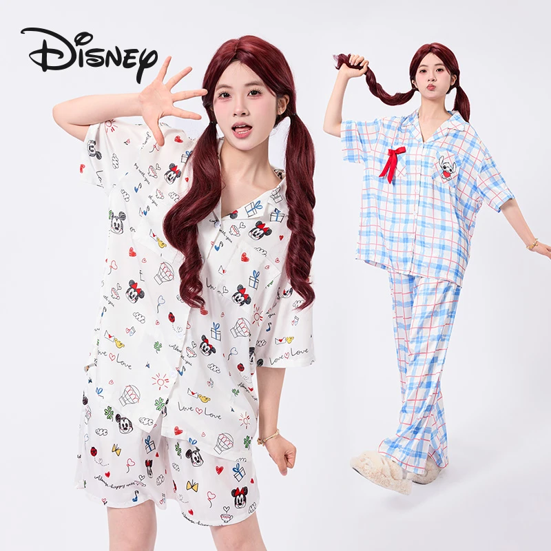 Disney/迪士尼夏季翻领短袖新款家居服三件套女