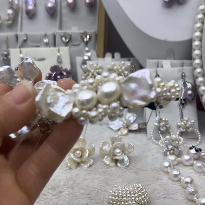 耳饰银S925镶嵌淡水珍珠