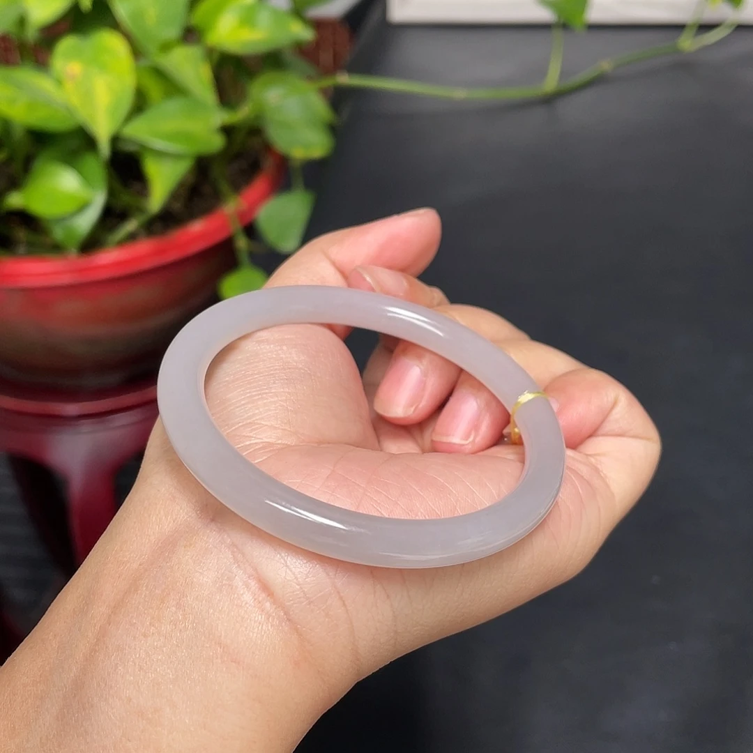 和田玉未镶嵌手镯冰烟紫美人条