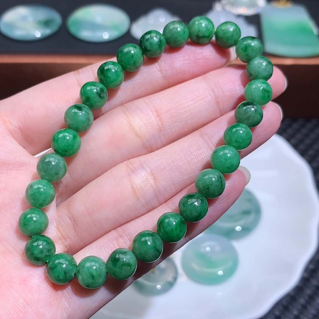 翡翠未镶嵌项链手链7mm