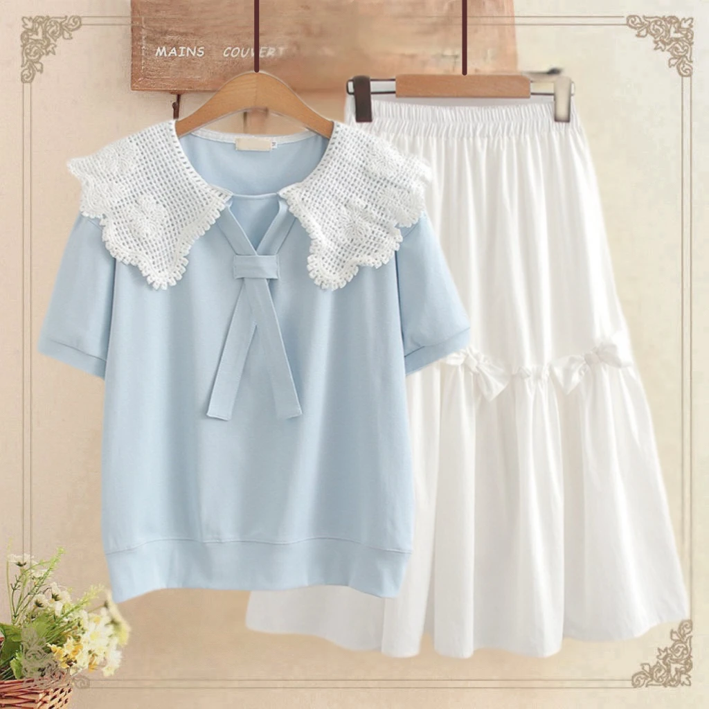 少女学院风夏季套装裙子2025年新款初中高中生两件套夏装12-15岁