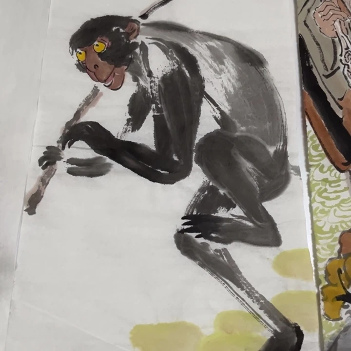竖款大鱼书画艺术作品