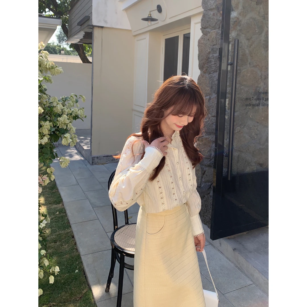 切糕【南法星河】小个子衬衣女洋气小众设计感法式气质长袖衬衫