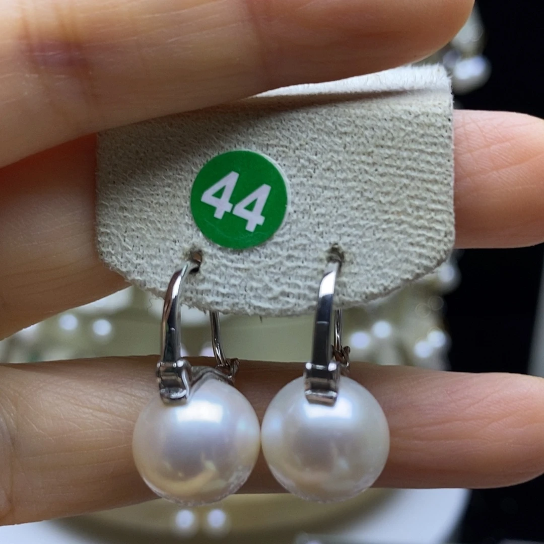 耳饰银S925镶嵌淡水珍珠