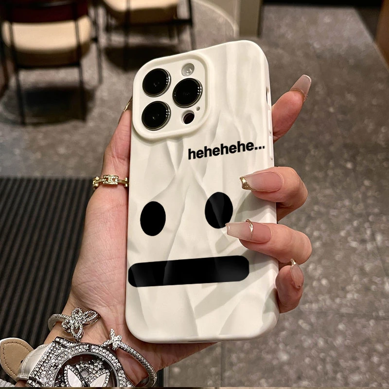 无语表情适用iphone16苹果17pro手机壳14plus褶皱14磨砂12软13