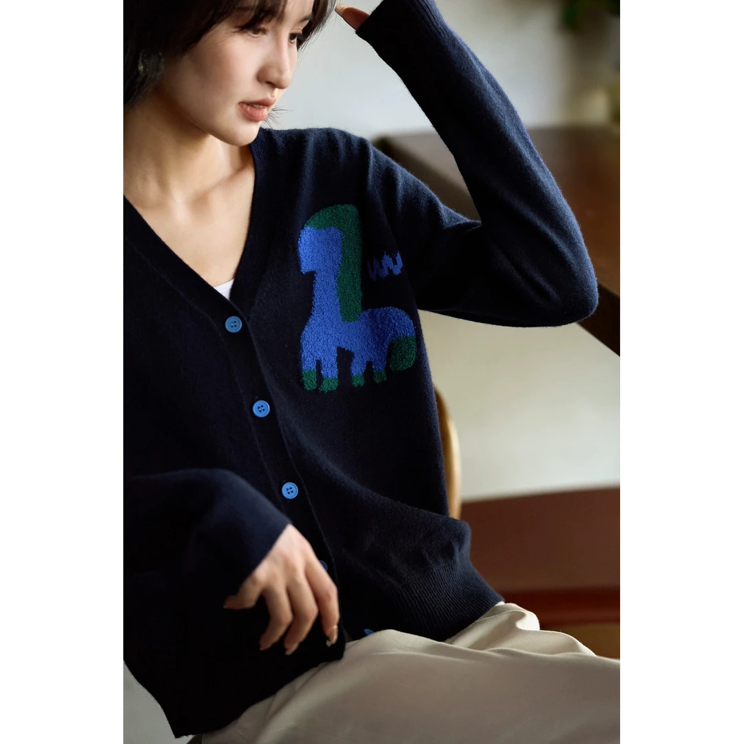 B 门店49&9！小马儿毛衣」轻奢级绵羊毛蚕丝混纺针织开衫外套 T4815