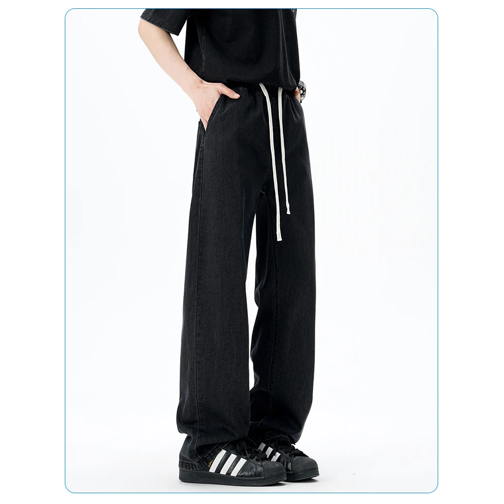 【莱赛尔】夏季超薄牛仔裤男士全松紧抽绳腰头莱赛尔面料百搭时尚