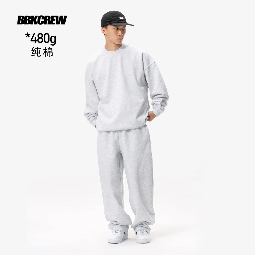 BBK重磅纯色套装 纯棉保暖冬季净色卫衣基础款BBOY运动卫裤直筒裤