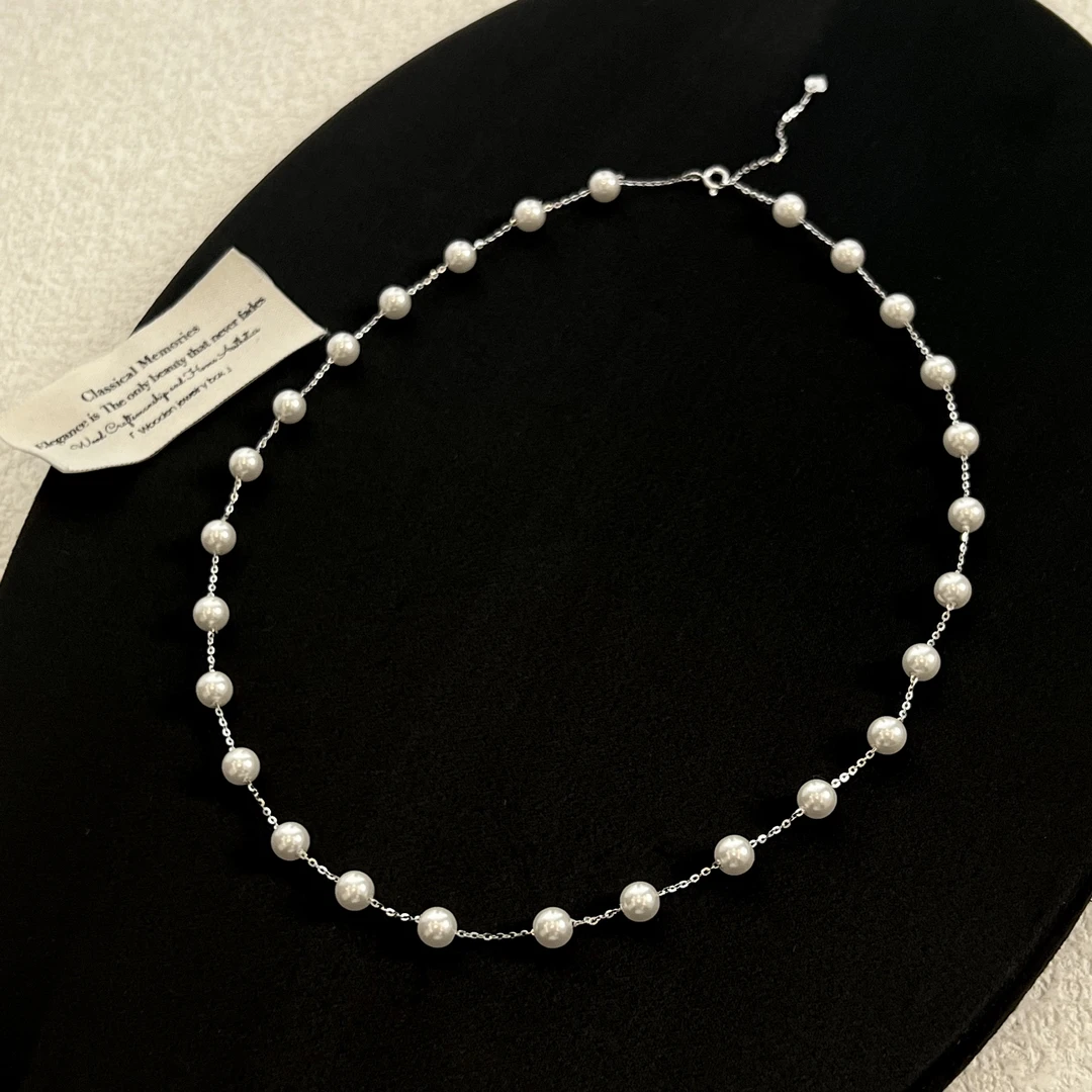 坠链均925银锆石 【赫本浪漫珠珠】4mm项链405