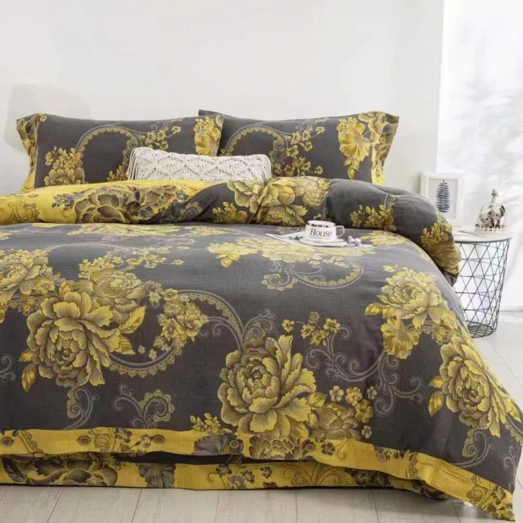 黑金牡丹【被罩】纯棉双层纱机洗水洗色织提花红高端