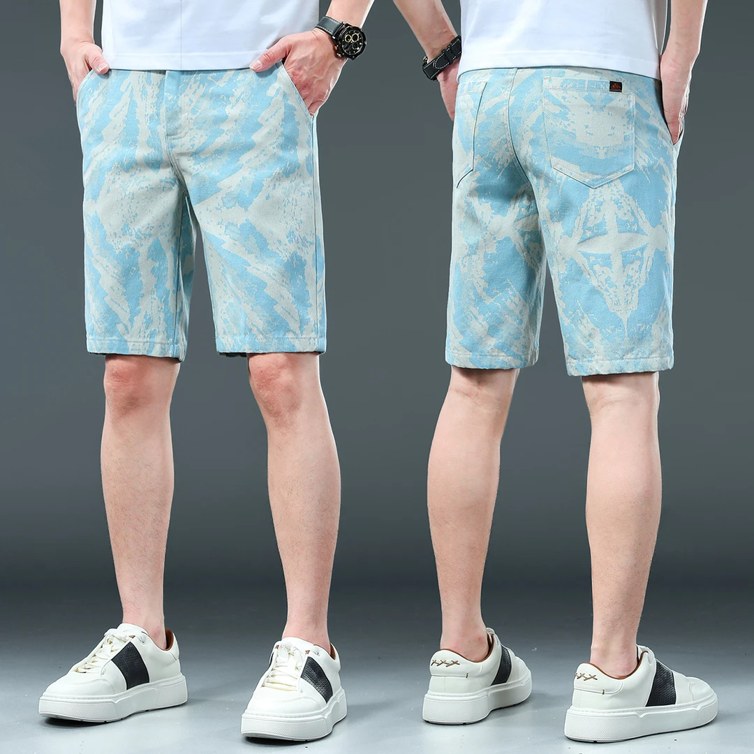 2025夏季新款提花短裤男修身直筒商务休闲中裤马裤潮流五分裤男款