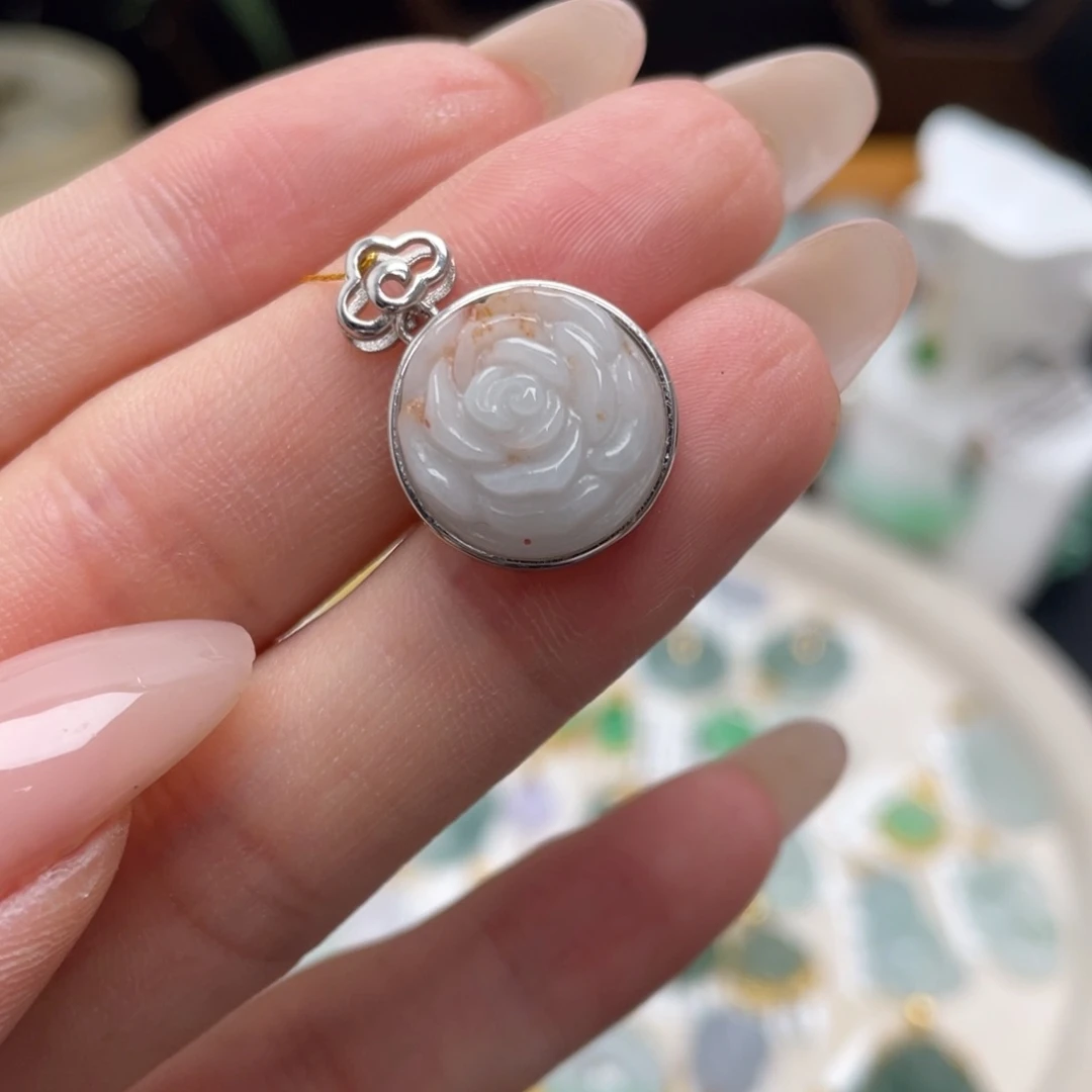 翡翠银S925镶嵌吊坠(不含链)