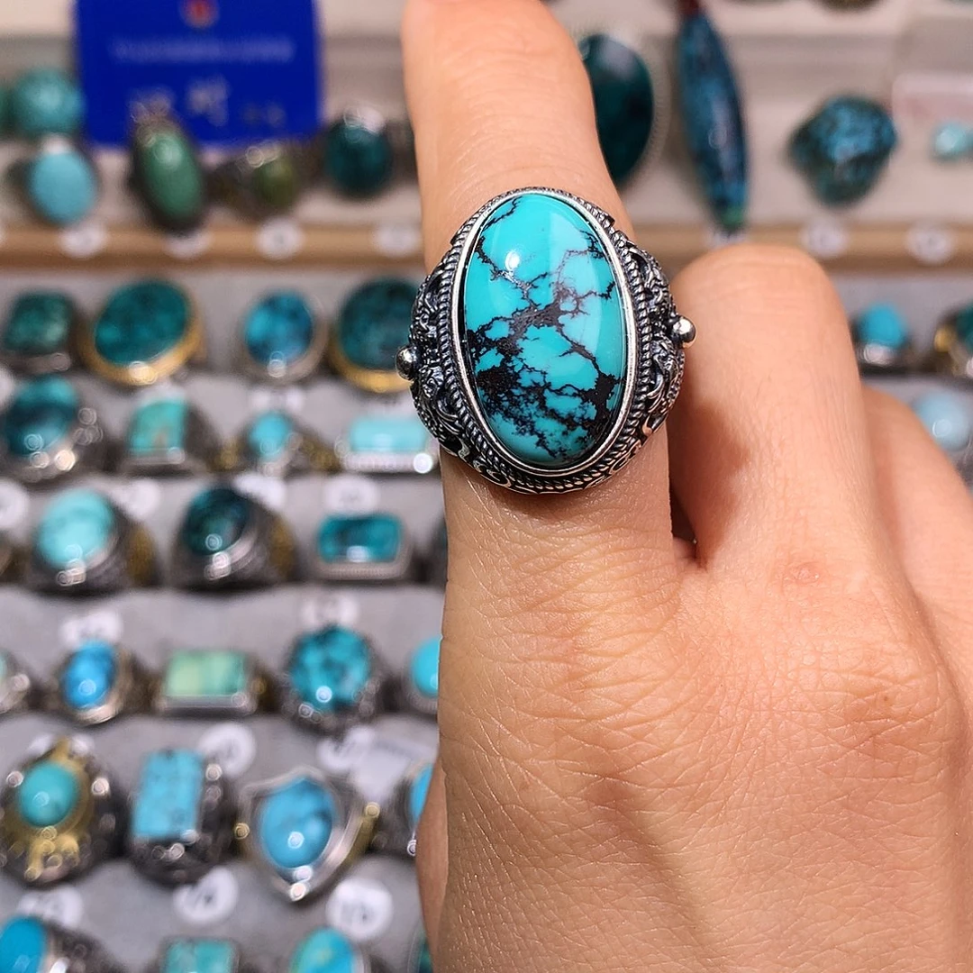 绿松石挂件银S925镶嵌