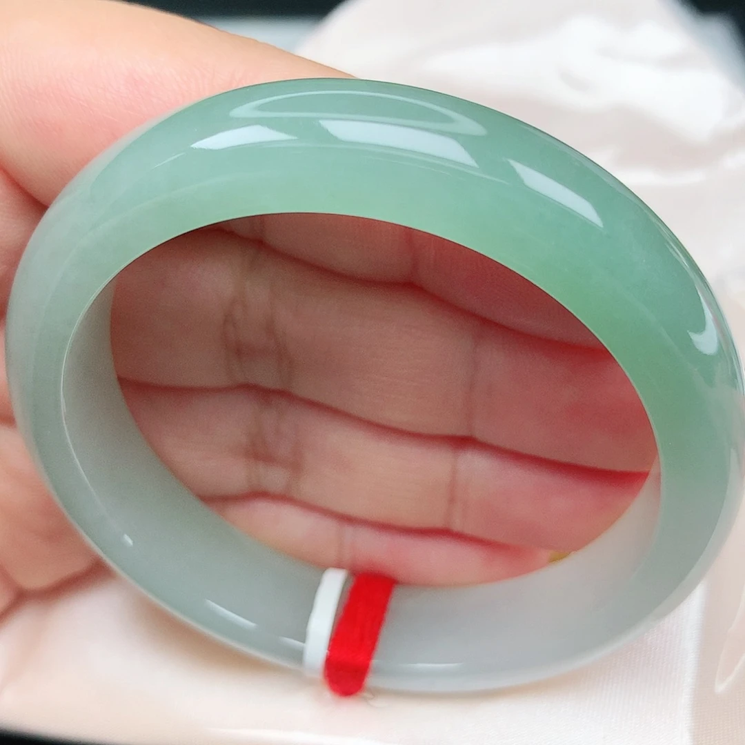 未镶嵌手镯翡翠35冰胶绿半山水