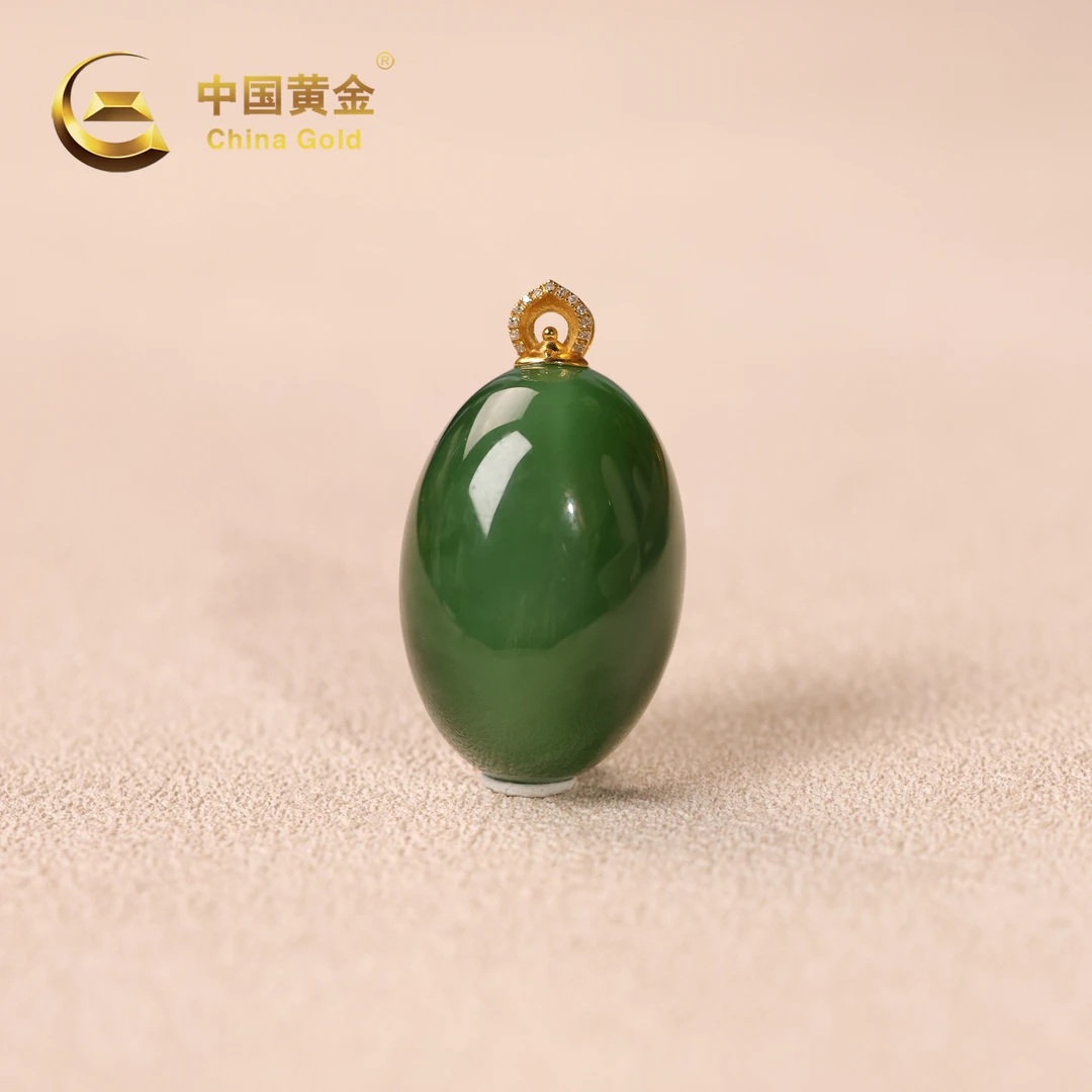【中国黄金】祺瑞 | 和田玉*吊坠*18K金镶嵌-D9210-Y