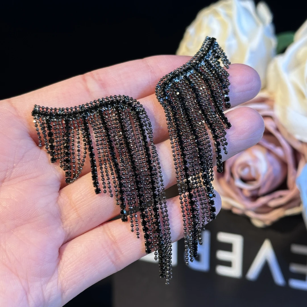 铜合金耳饰 欣瑜】秋冬新款时尚气质晚宴婚礼长款耳坠轻奢个性耳环